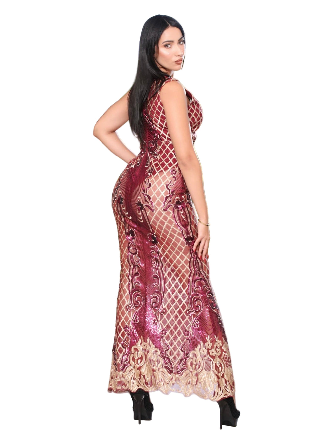 Crimson Lattice Dress