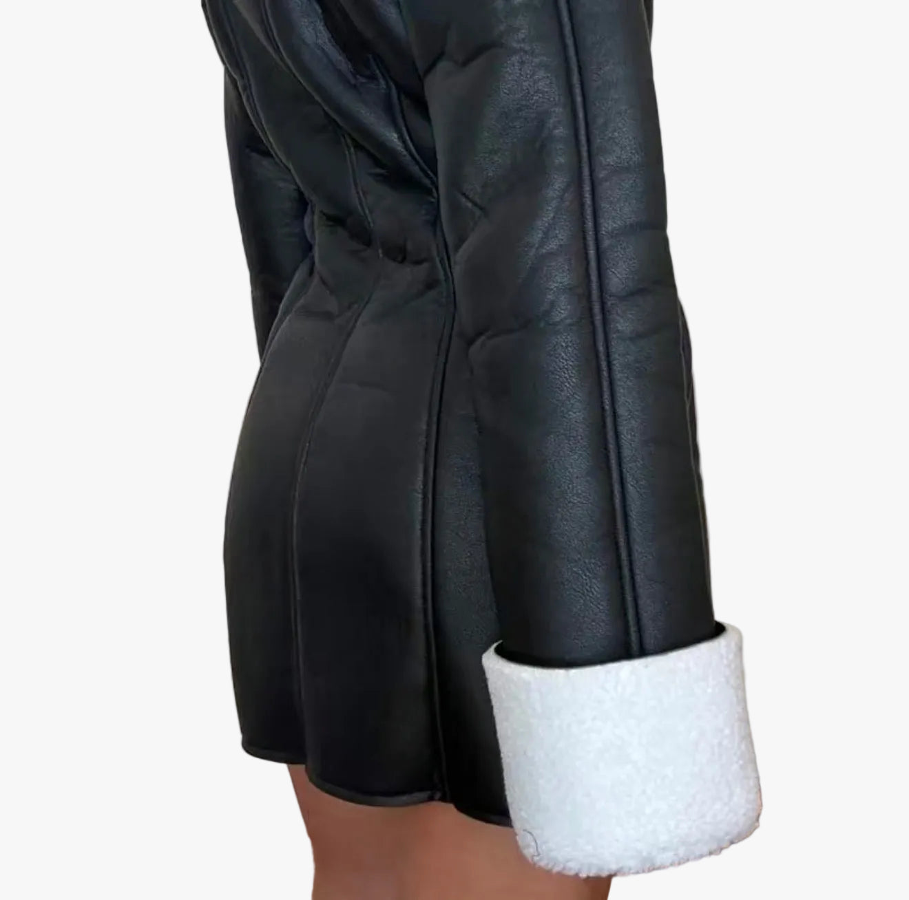 Black Ice Vegan Leather Mini Coat