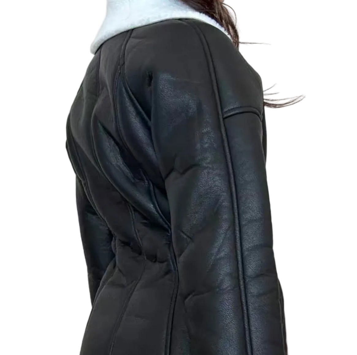 Black Ice Vegan Leather Mini Coat