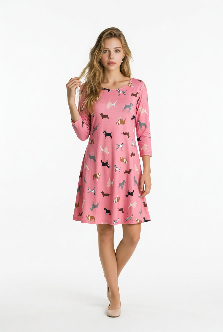 yelete pink flared dress with pockets