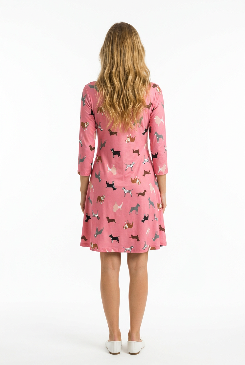 yelete pink flared dress with pockets