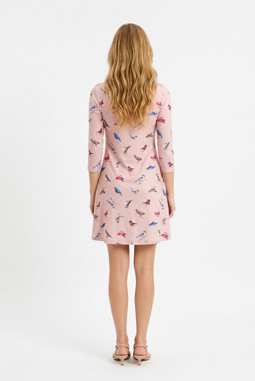 yelete pink flared dress with pockets