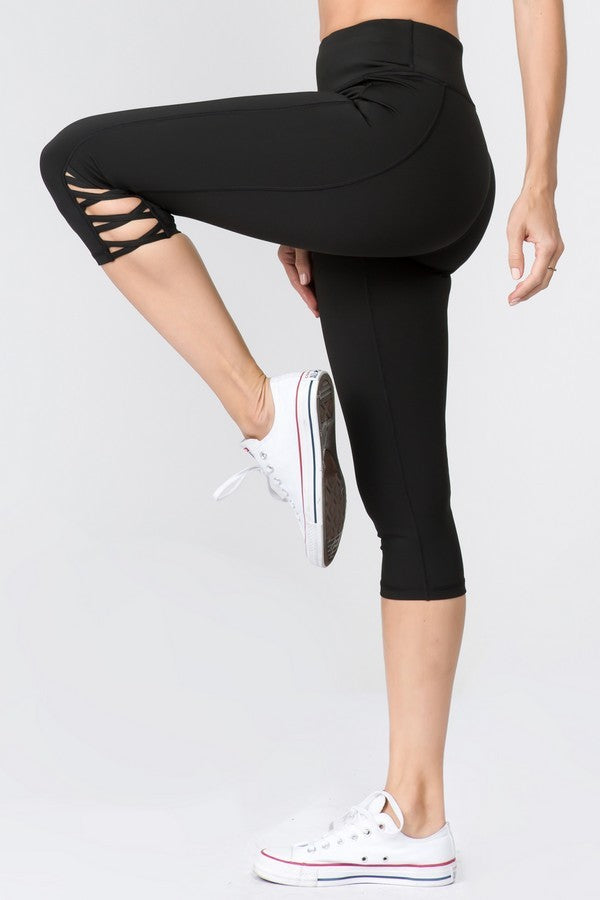 yelete Active Lattice Capri Cutout Workout Leggings