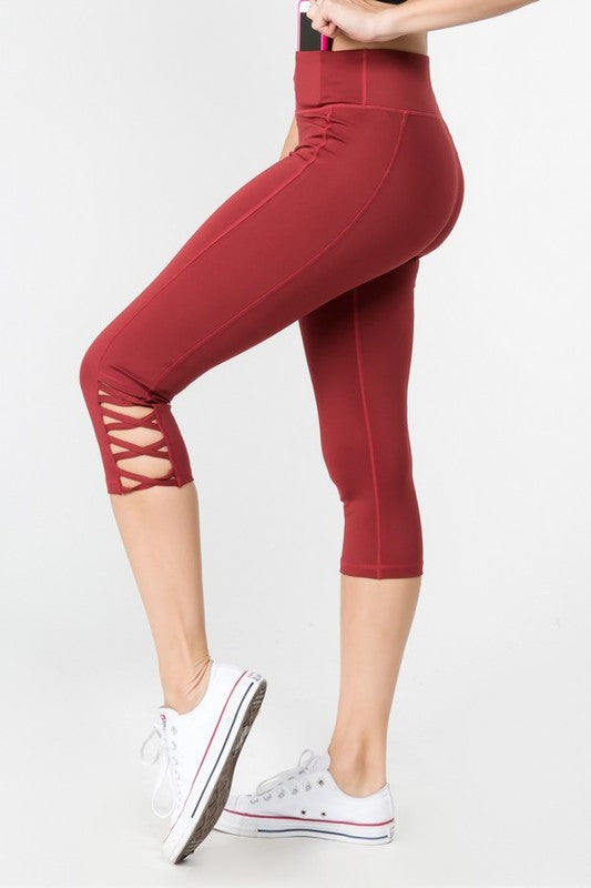 yelete Active Lattice Capri Cutout Workout Leggings