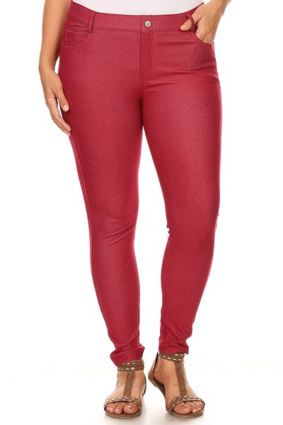 Yelete Cotton-Blend 5-Pocket Skinny Jeggings - Plus Size