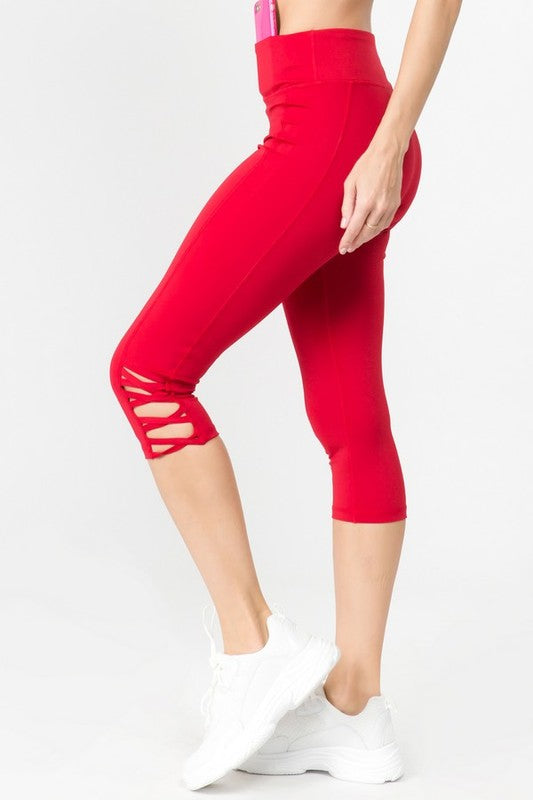 yelete Active Lattice Capri Cutout Workout Leggings