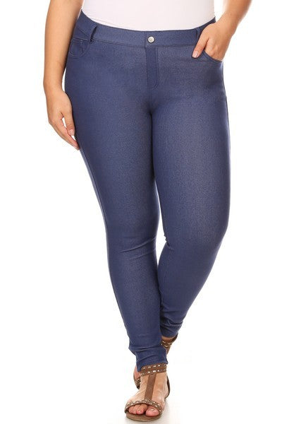 Yelete Cotton-Blend 5-Pocket Skinny Jeggings - Plus Size