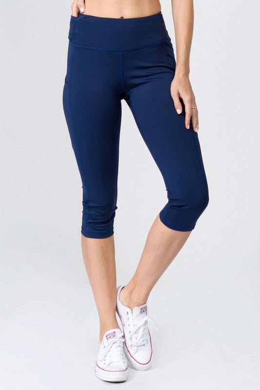 yelete High Waist Tech Pocket Workout Capri Leggings