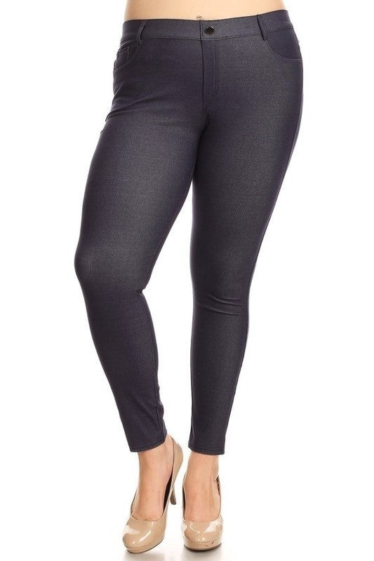 Yelete Cotton-Blend 5-Pocket Skinny Jeggings - Plus Size