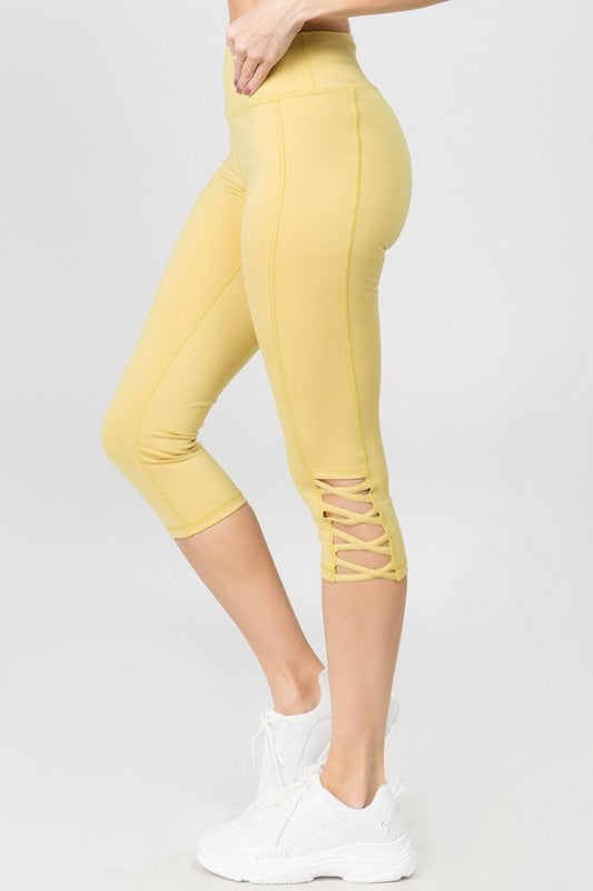 yelete Active Lattice Capri Cutout Workout Leggings